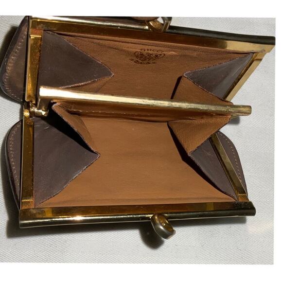 Gucci Vintage Mini Brown Leather GG Clasp lock Purse Coin Case - Picture 10 of 16